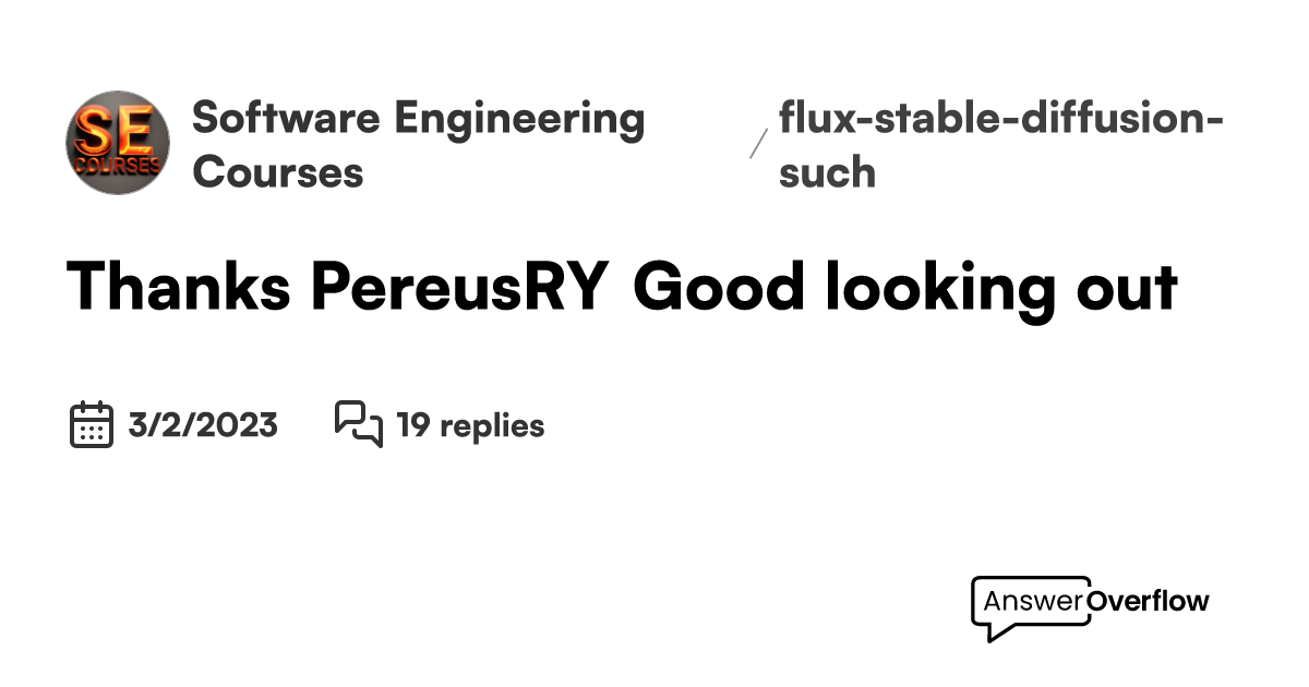 Thanks, PereusRY Good looking out. - Software Engineering Courses ...