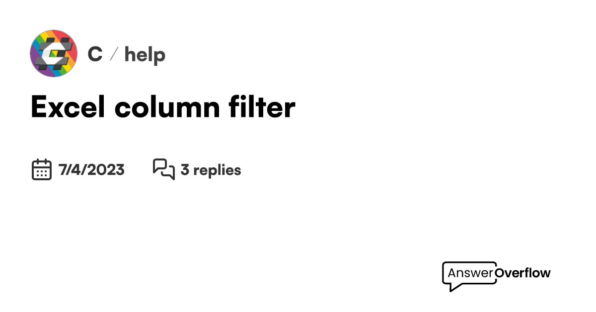 Excel Column Filter C