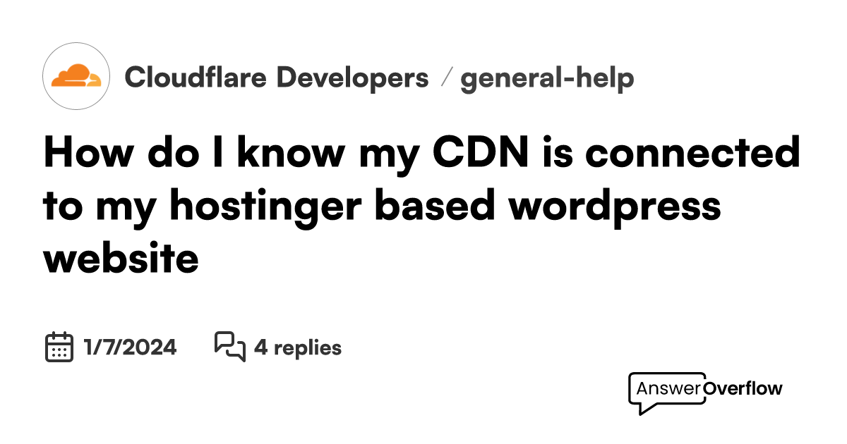 How do I know my CDN is connected to my hostinger based wordpress ...