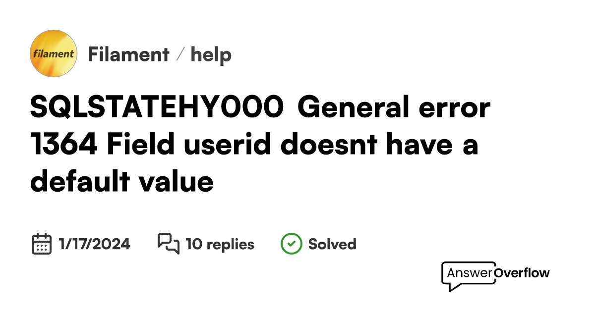 1364 field 'user_id' doesn't have a default value