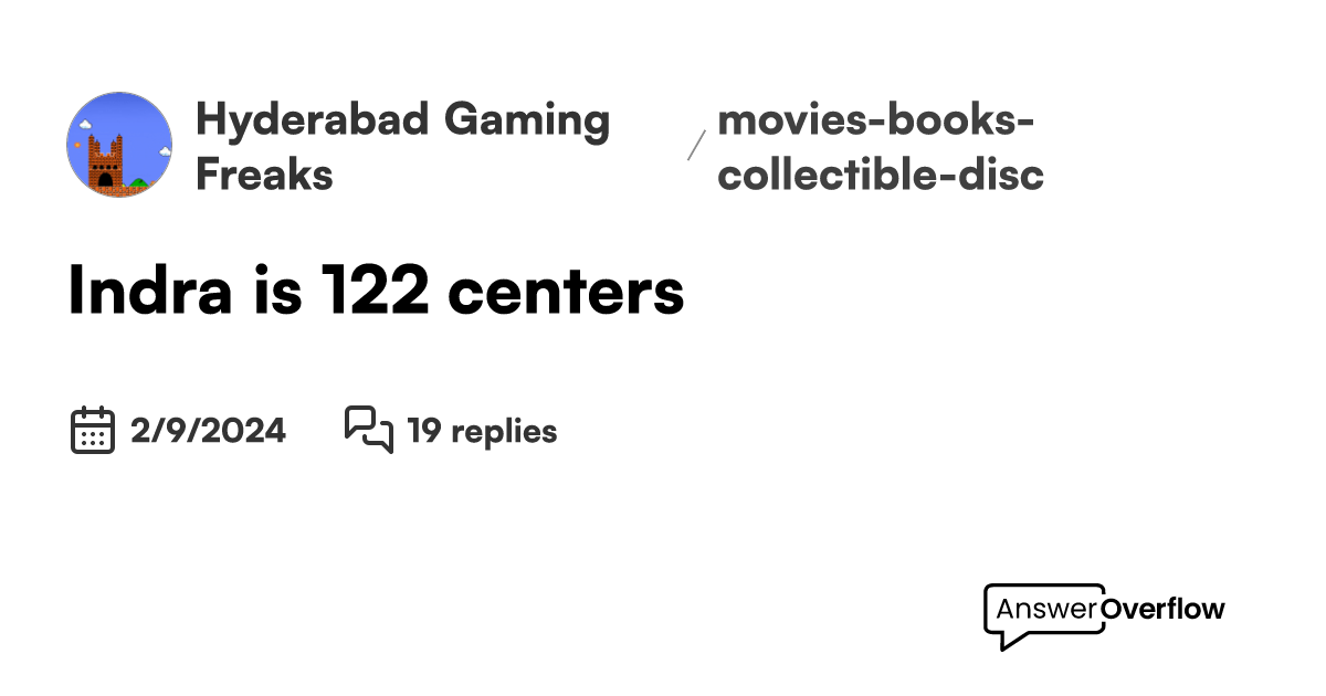 Indra is 122 centers - Hyderabad Gaming Freaks!🎮🇮🇳