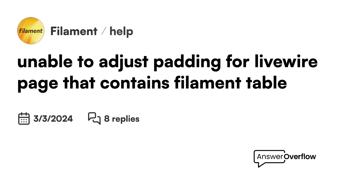 unable to adjust padding for livewire page that contains filament table ...