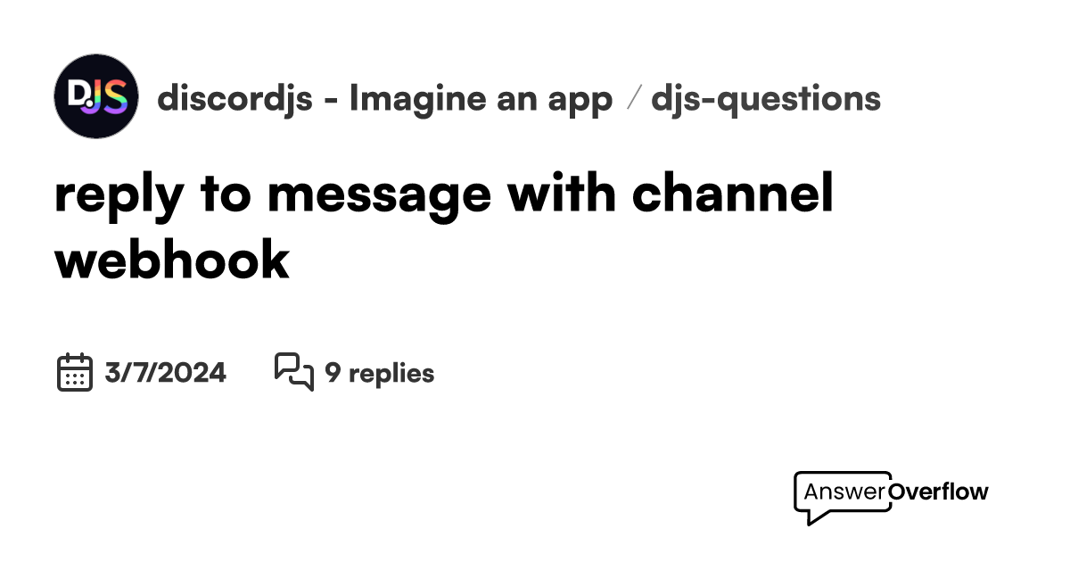 reply to message with channel webhook - discord.js - Imagine an app