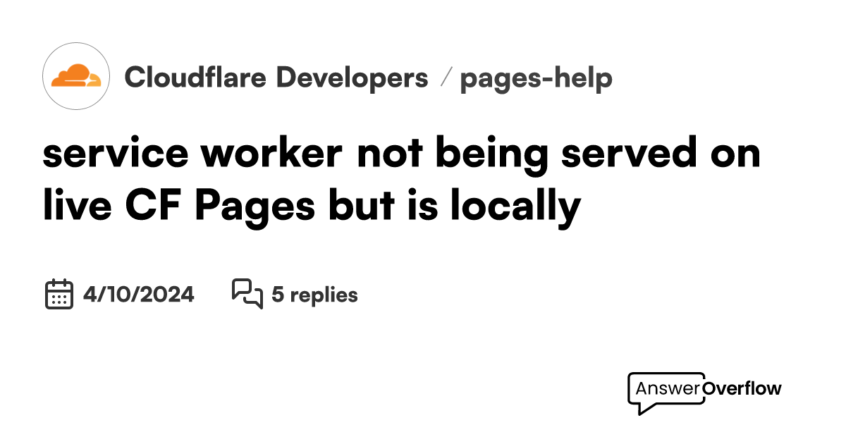 Service Worker Not Being Served On Live (cf Pages) But Is Locally 