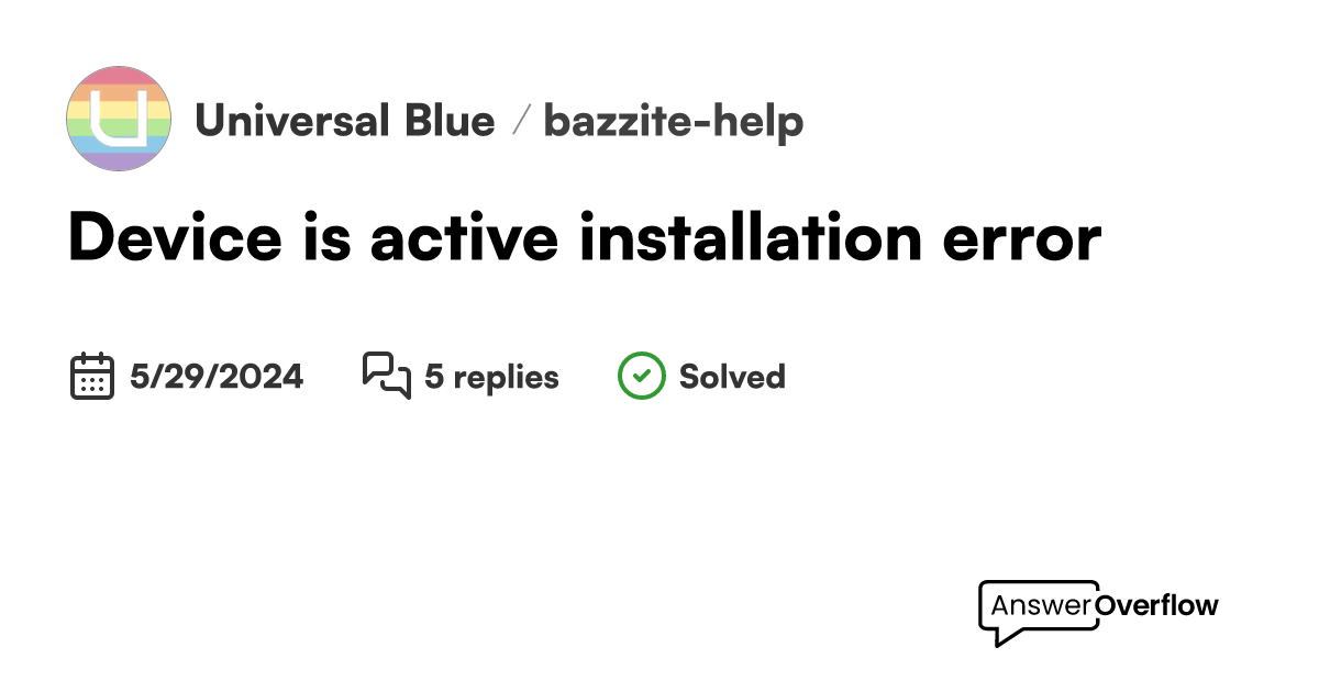 Device is active' installation error - Universal Blue