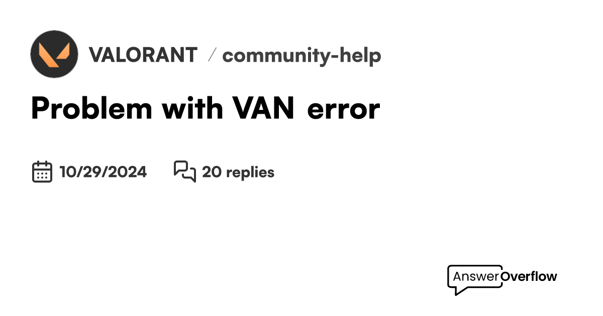 Problem with VAN error - VALORANT