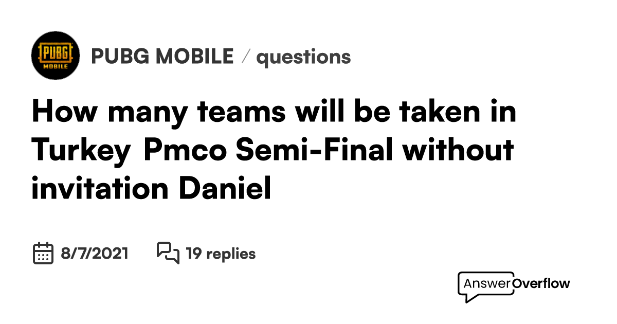 How many teams will be taken in Turkey Pmco Semi-Final without ...